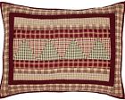 Columbus Collection Vhc Brands Nicholas Deep Red Green Plaids Hand-quilted Patchwork Standard Pillow Sham 840528102509