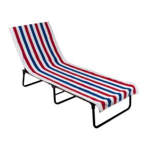 70338a Design Imports J&m Red White And Blue Stripe Lounge Chair Beach Towel With Top Fitted Pocke