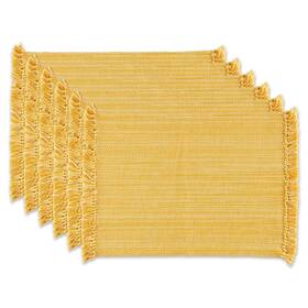 Camz12168 Design Imports Dii Variegated Apricot Fringe Placemat Set/6