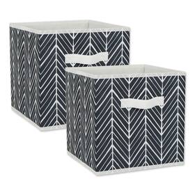 Camz12926 Design Imports Dii Nonwoven Polyester Cube Herringbone Black Square 11x11x11 Set Of 2