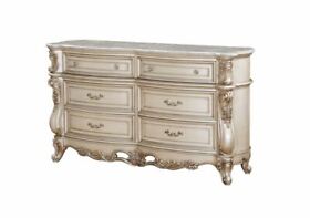 347176 Durable 21inch X 72inch 41inch Antique White Wood Dresser With Marble Top