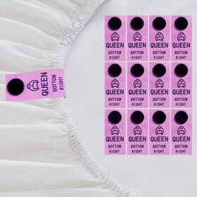 Etsupply 422790444719 Queen Sheet Labels - 12-pack Snap-on Size Tags For Easy Bed-making