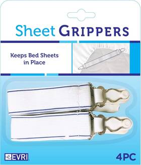 Evri 445056682689 Sheet Grippers Metal Straps With Adjustable Elastic Fasteners