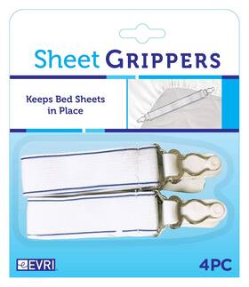 Evri 714415333706 Sheet Grippers Metal Straps With Adjustable Elastic Fasteners