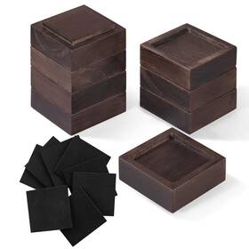 Fasonla 737214794769 Bed Risers Furniture Set Of 8-height 1 Inch Can Be Square-walnut Color