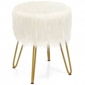 Faux Fur Vanity Stool Chair Metal Legs Bedroom Living Room-pin 499853791786 With For And Room-pink - C