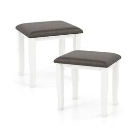 Faux Leather Vanity Stool Chair Set 197867213206 Of 2 For Makeup Room And Living Room-gray An