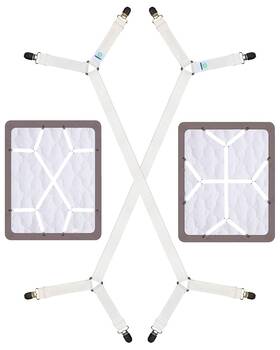 Fiboomerang 738729173995 Bed Sheet Straps - Crisscross Fitted Clips And Holder Elastic Ban
