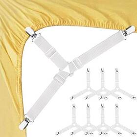 Foloda 702103781601 Bed Sheet Fasteners 8 Pcs Adjustable Triangle Elastic Suspenders Gripper Holder