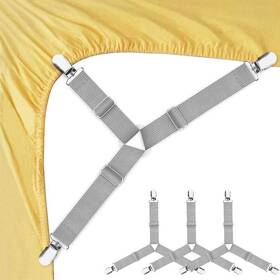 Foloda 744306100957 Bed Sheet Fasteners 4 Pcs Adjustable Triangle Elastic Suspenders Gripper Holder