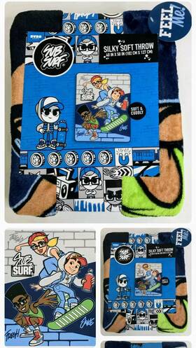 Franco 073558815082 Sub Surf Throw Blanket 40 Inch 50 Soft And Cuddly Boys Girls Warm Skater Board Cobija