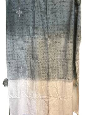 19059 Global Caravan Bohemian Bed Scarf 24 Inch X 84 Beaded Cream Gray Ombre