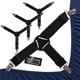 Gorilla Grip 840029699300 Bed Sheet Straps Adjustable Elastic Fasteners With Metal Clips Keep In Plac
