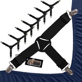 Gorilla Grip 840029699324 Bed Sheet Straps Adjustable Elastic Fasteners With Metal Clips