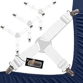 Gorilla Grip 840316706438 Bed Sheet Straps Adjustable Elastic Fasteners With Metal Clips