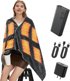 Bl2025 Guoan Portable Heated Blanket Battery Operated With 20000mah Usb