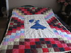 Handmade Quilt Blanket Figurine Cotton Red Pink Yellow White Blue
