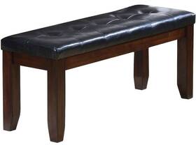 Homeroots Furniture 689211811492 48 Inch Black And Espresso Upholstered Faux Leather Bench