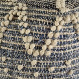 Homeroots Living Room 512822715841 Blue Denim And Ivory Square Pouf With Cotton Stitched
