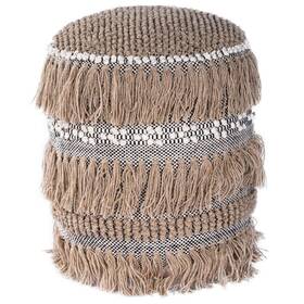 Homeroots Living Room 512822868295 18 Inch Beige Round Pouf Ottoman