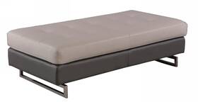 Homeroots Living Room 512839471068 63 Inch Taupe Faux Leather And Silver Ottoman