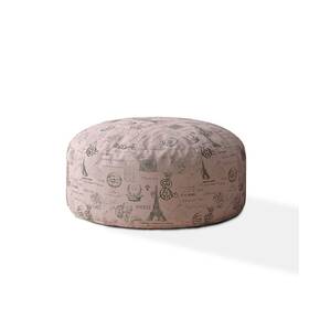 Homeroots Living Room 606114664956 24 Inch Gray Twill Round Paris Pouf Ottoman