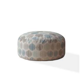 Homeroots Living Room 606114665755 24 Inch Blue Cotton Round Polka Dots Pouf Cover