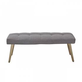 Homeroots Living Room 606114735724 47 Inch Gray And Gold Upholstered Linen Blend Dining Bench