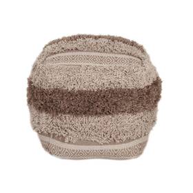 Homeroots Living Room 606114955108 Boho Shaggy Khaki Textured Pouf