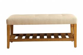 Homeroots Living Room 689211806450 40 Inch X 16 18 Beige And Oak Simple Bench