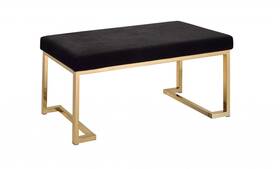 Homeroots Living Room 689211808607 Modern Rectangular Black Padded Bench With Champagne Metal Base