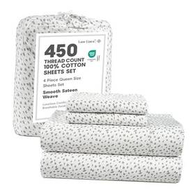450tc4pcsocotqnss-midot Homespun 450 Tc Printed Sheets Queen Size Set 100% Mercerized Cotton Fully