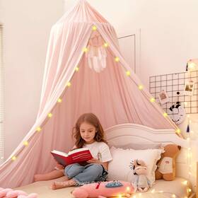 Hommi Lovvi 605660966118 Light Pink Bed Canopy For Girls With Princess Curtains Tw Inch