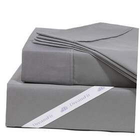 Homtex Inc. 763267040010 Dreamcool 100% Pima Cotton Sheets With Elastic Split California King Gray