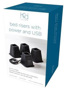 Sto-09675 Honey-can-do Bed Risers With Power And Usb 6 Inch H X 6.45 W L 4-pack