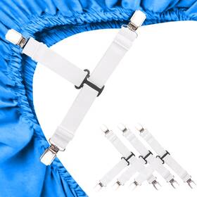 How202112241 Howwide 4pcs White Sheet Straps Fitted Clips Elastic Suspenders Hol