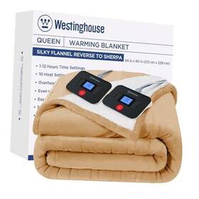 Wh-hsf90-brown-c Kata Electric Blanket Queen Heated Size With 10 84 Inch X90 Brown