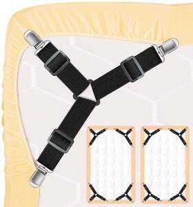 Kelofty 606895932336 8pcs Fitted Sheet Clips - 2 Sets Bed Holder Straps With 3 Non-slip Clip