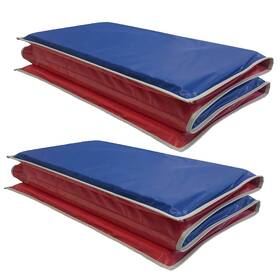 Pz-km110-2 Kinder Kindermat 3-fold Vinyl Basic Mat 45 Inch X 19 Red/blue With Gray Binding 2/bundle
