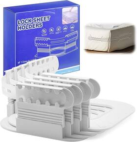Sj001 Kosctias Lock Bed Sheet Holders For Corners - 4 Pack Heavy Duty Straps Keep