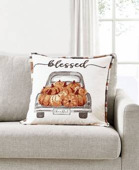 Lacourte 190714464899 Blessed Truck Harvest Pumpkins Decorative Pillow 20 X Multi