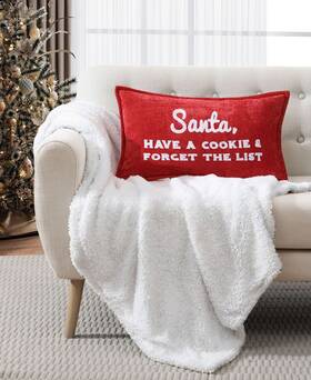 13.956 Lacourte 190714494735 Santa Cookie List Decorative Pillow 14 X 24 Red