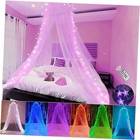 L-sl01 Langfu Bed Canopy With Led Star Lights Princess Curtain 18 Colors