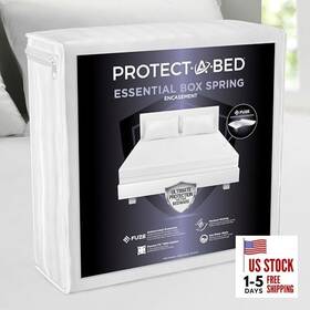 Live Comfortably Llc 43025040743 Essential Zippered Boxspring Encasement Noiseless Odor-resistant Bed Queen
