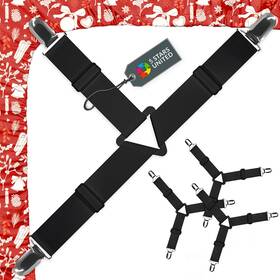 Llc 313044576555 Bed Sheet Straps Set Easy To Use Adjustable Elastic Fasteners With Metal Clips
