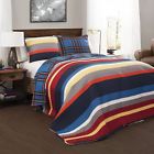 Lush D Cor Cliveden Stripe Quilt Set Blue Red Full Queen 848742034521