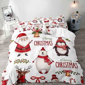 Vv-bg001-twin Luvivihome Vivihome 2pcs Merry Christmas Duvet Cover Twin Bedding Set White Cove