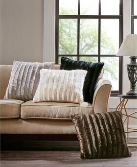 Mp30-2998 Madison Park Duke 20 Square Faux-fur Decorative Pillow Ivory