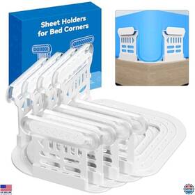 B0f7rmg8nz Martha Stewart Sheet Holders For Bed Corners - Durable Fitted Clips 4-pack White