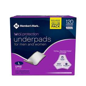 980245300 Members Mark Underpads 23 Inch X 36 120 Count